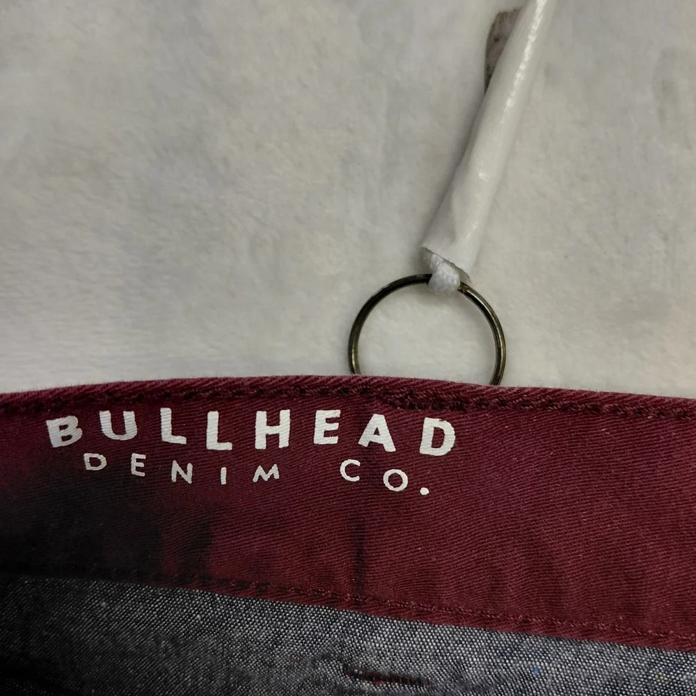 Bullhead Denim Co Mens Skinny Chino Pants Burgundy Maroon W30 L32 Slim Fit